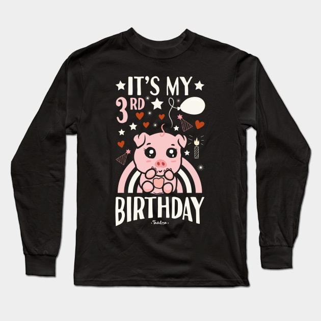 It's My 3rd Birthday Pig Long Sleeve T-Shirt by Tesszero